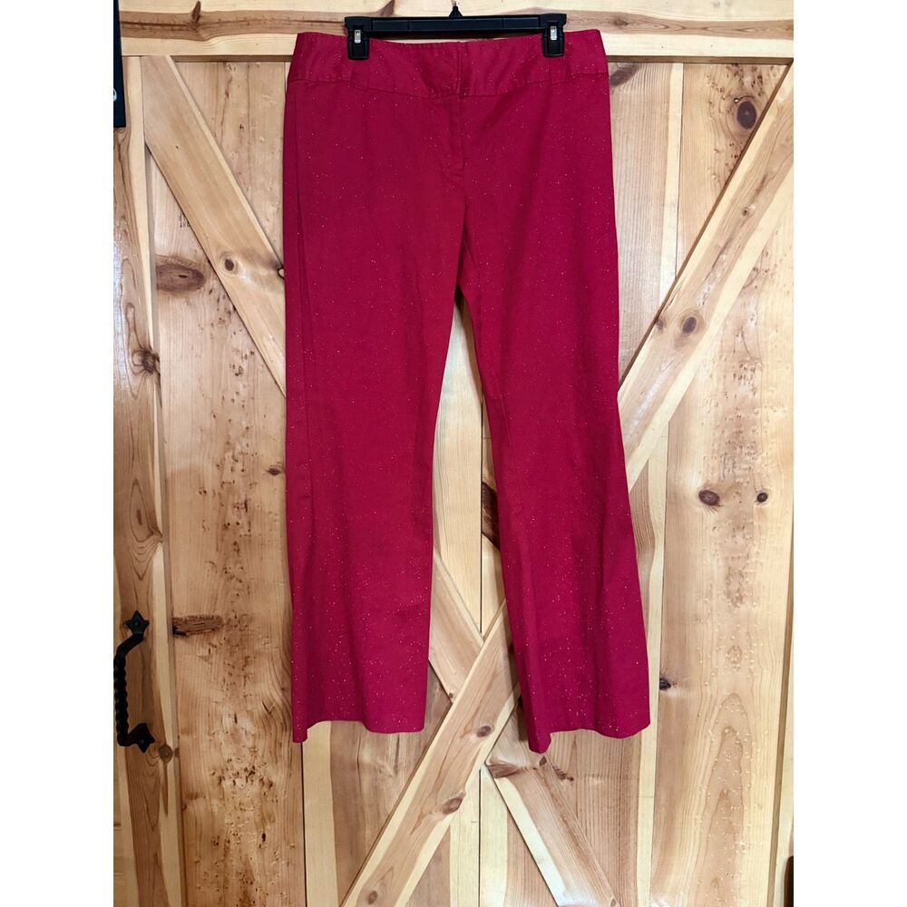 Y2K Red Glitter Sparkle Stretch Pants Juniors 15 Mid Rise Flare Festival Punk